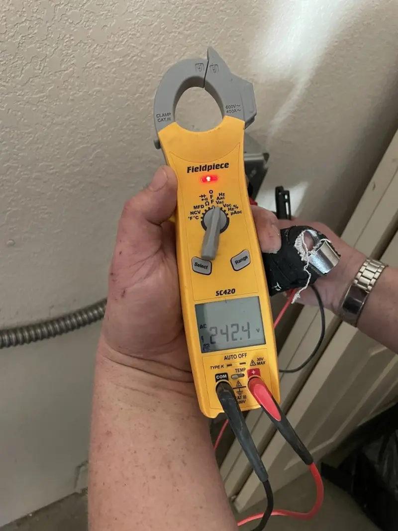 Voltage testing with clamp meter during Generator Installation in Deerpark